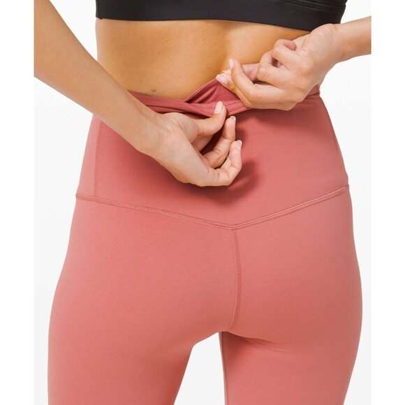 LULULEMON Unlimit 25" High Rise Brier Rose Pink Nulu Ankle Leggings, Size 8 - Picture 5 of 16